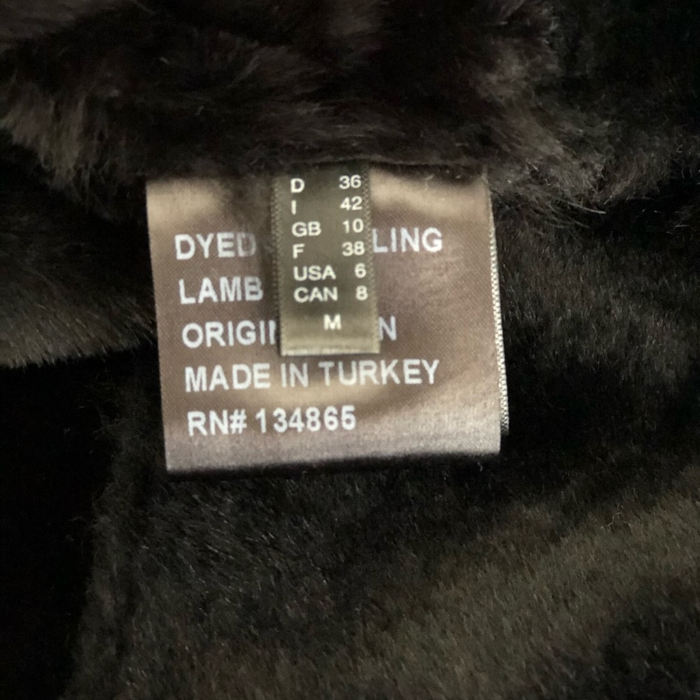 Shearling Lamb Fur Coat with Hood - Picture 6 of 11